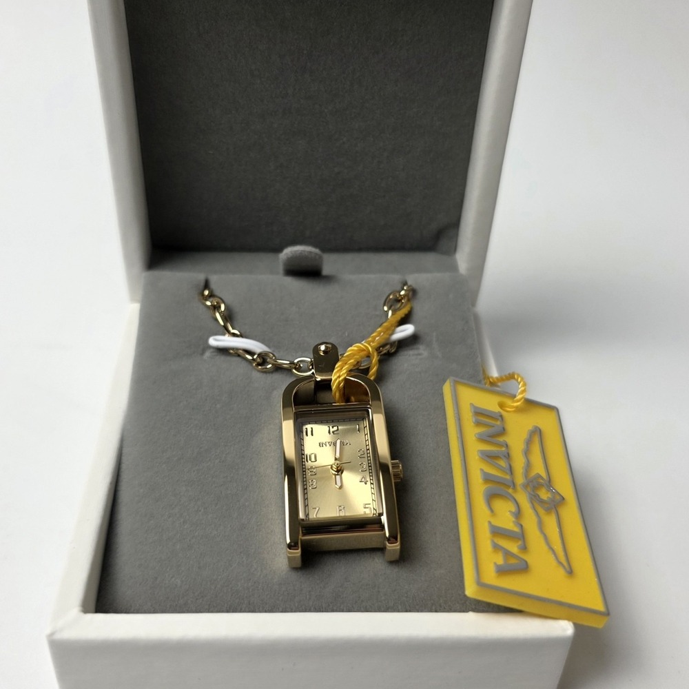NEW Invicta Mini Angel Women's Necklace Watch 17.5 mm, Gold (49935) #0421‎